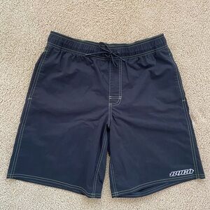 RVCA Black Board Shorts with Green Stitching